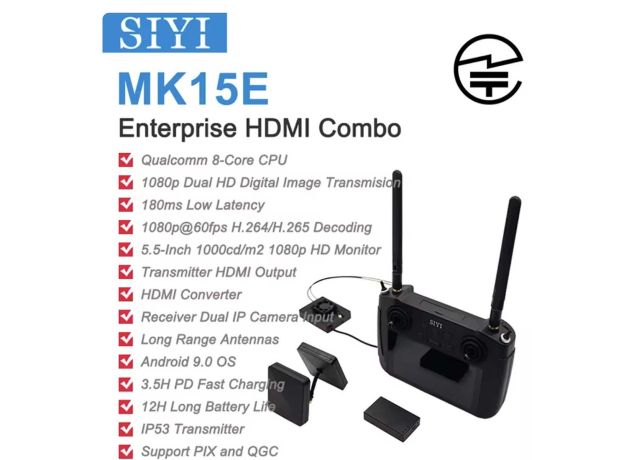 SIYI MK15E Mini HD Handheld Smart Controller — Enterprise HDMI Combo