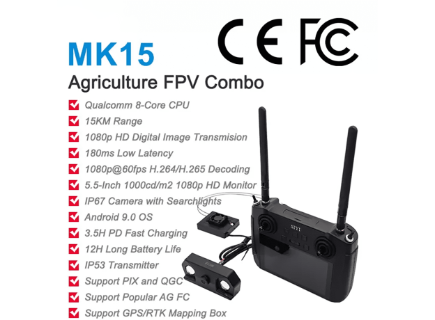 SIYI MK15 Mini HD Handheld Smart Controller — Agriculture FPV Combo