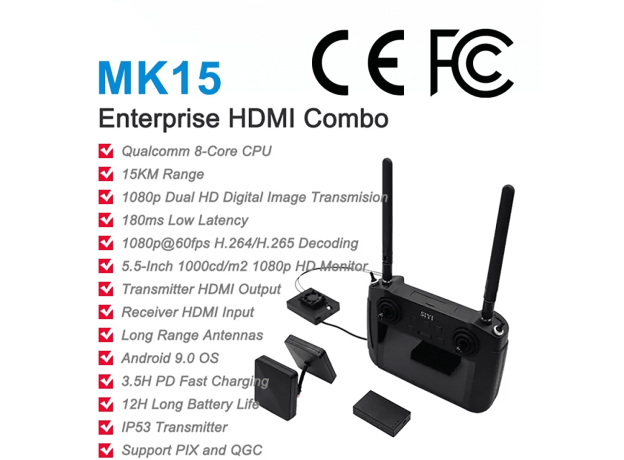 SIYI MK15 Mini HD Akıllı El Kumandası — Enterprise HDMI Set
