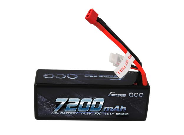 Gens ace 7200mAh 4s 70C 14.8V Sert Kasalı LiPo Batarya 14# ile Deans Konnektör