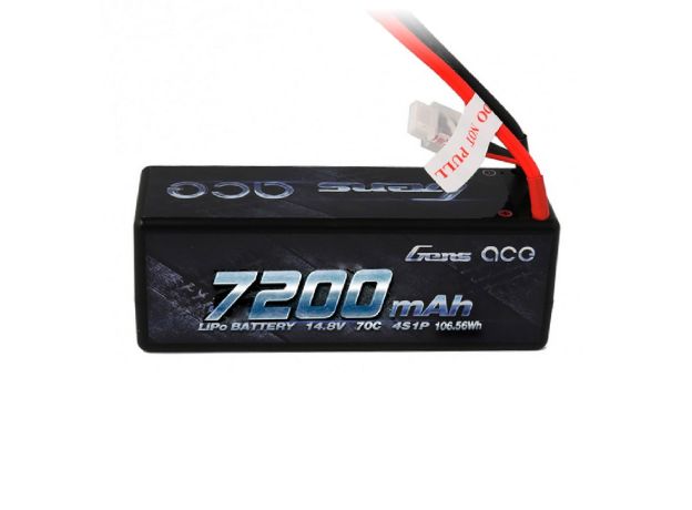 Gens ace 7200mAh 4s 70C 14.8V Sert Kasalı LiPo Batarya 14# ile Deans Konnektör