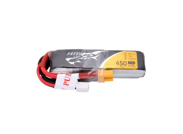 Tattu 450mAh 2S 75C 7.4V Long LiPo Batarya | XT30 Konnektör | FPV Classic