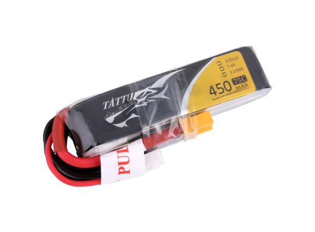 Tattu 450mAh 2S 75C 7.4V Long LiPo Batarya | XT30 Konnektör | FPV Classic
