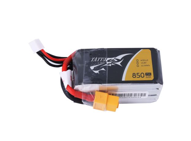 Tattu 850mAh 4S 75C 14.8V LiPo Batarya | XT60 Konnektör | FPV Classic