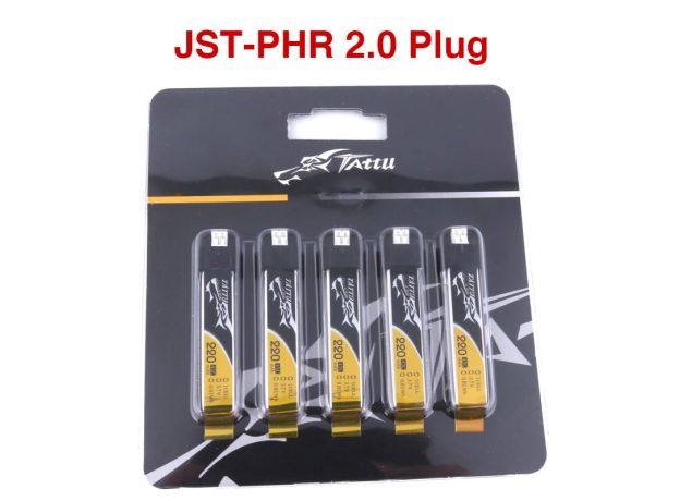 Tattu 220mAh 1S 45C 3.7V LiPo Batarya | JST-PHR 2.0 Konnektör | FPV Classic (5pcs)