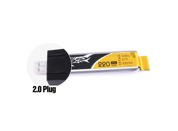 Tattu 220mAh 1S 45C 3.7V LiPo Batarya | JST-PHR 2.0 Konnektör | FPV Classic (5pcs)
