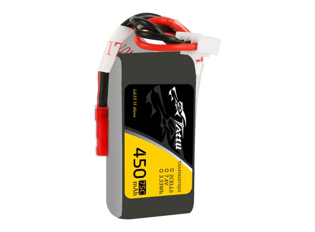Tattu 450mAh 2S 75C 7.4V LiPo Batarya | JST-SYP Konnektör | FPV Classic