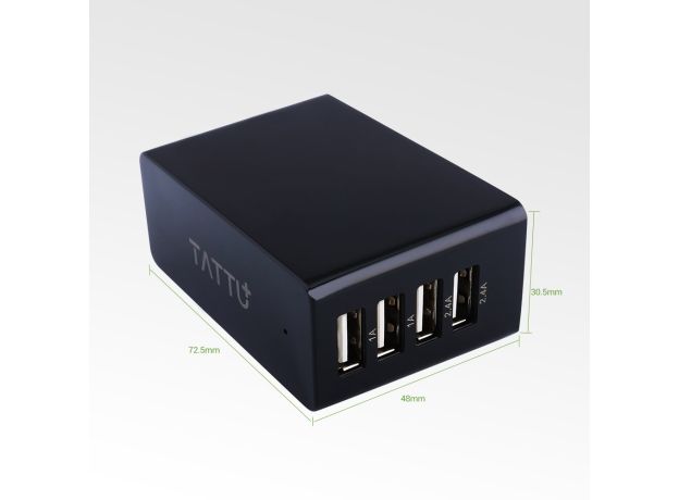 Tattu 34W 4 Portlu USB AC Adaptör 6.8A Wall Charger for iPhone, iPad, Samsung, Smartphones and Tablets