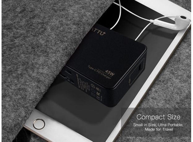 Tattu 45W USB Type C Power Delivery 2.0 Wall Charger for Phone, Macbook and More