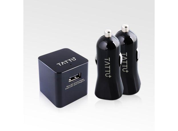 Tattu Quick Charge 3.0 Handy USB AC Adaptör and 24W Dual USB Car Charger [Set]