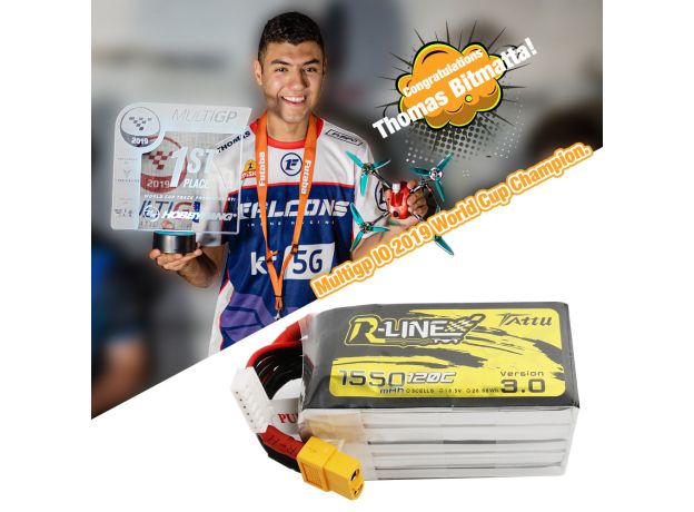 Tattu 1550mAh 5S 120C 18.5V LiPo Batarya | XT60 Konnektör | R-Line 3.0