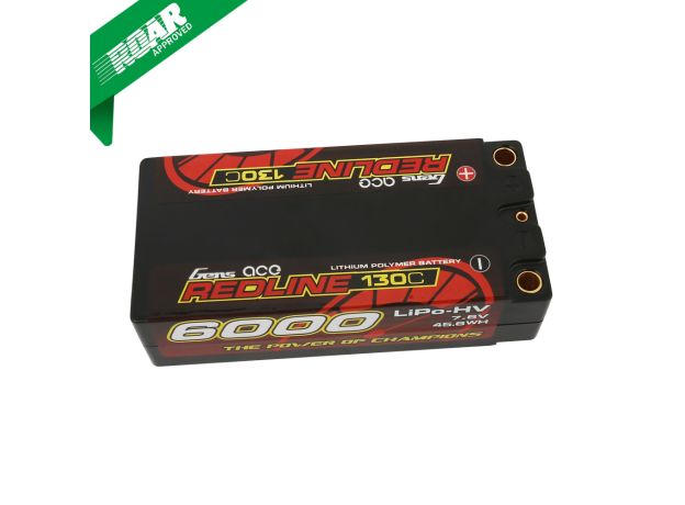 Gens ace 6000mAh 2S 130C 7.6V(HV) LiPo Batarya | 5.0mm bullet | Kırmızıline 1.0