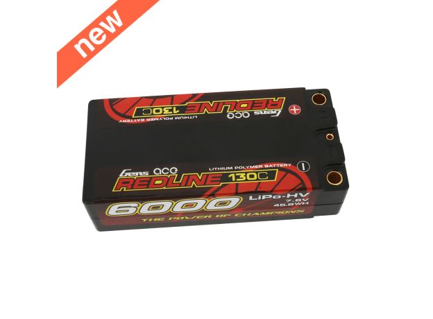 Gens ace 6000mAh 2S 130C 7.6V(HV) LiPo Batarya | 5.0mm bullet | Kırmızıline 1.0