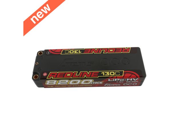 Gens ace 8200mAh 2S 130C 7.6V(HV) LiPo Batarya | 5.0mm bullet | Kırmızıline 1.0