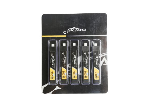 Tattu 300mAh 1S 75C 3.8V(HV) LiPo Batarya | JST-PHR 2.0 Konnektör | FPV Classic (5pcs)