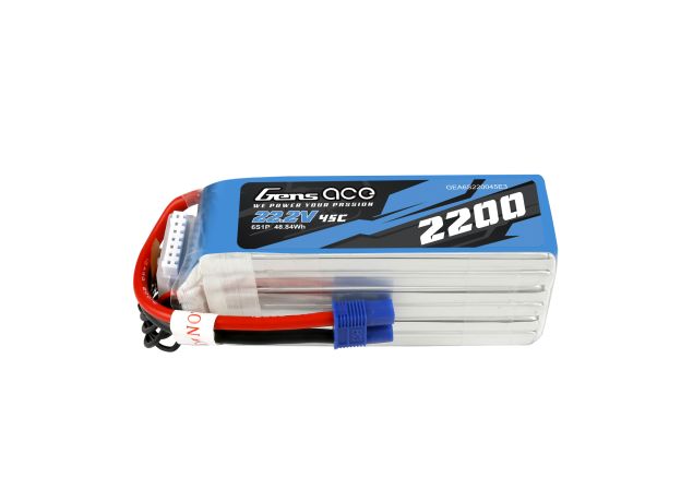 Gens ace 2200mAh 6S 45C 22.2V LiPo Batarya | EC3 Konnektör | Air Classic (Non-G-Tech)