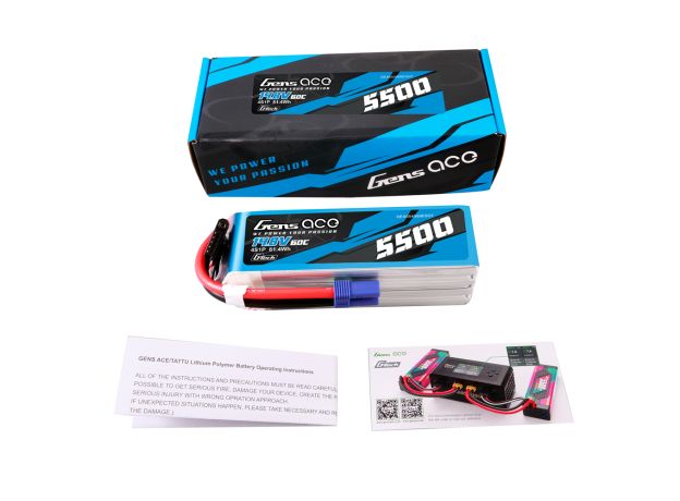 Gens ace 5500mAh 4S 60C 14.8V LiPo Batarya | EC5 Konnektör | Air Classic