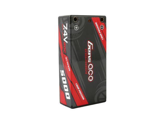 Gens ace 5000mAh 2S 60C 7.4V Shorty LiPo Batarya | Sert Kasalı | 4.0mm bullet to Deans Konnektör | Car Classic (Non-G-Tech)
