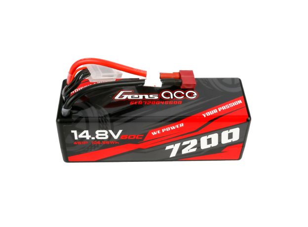 Gens ace 7200mAh 4S 60C 14.8V LiPo Batarya | Sert Kasalı | Deans Konnektör | Car Classic (Non-G-Tech)