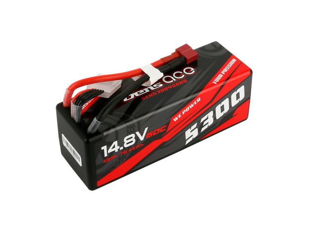 Gens ace 5300mAh 4S 60C 14.8V LiPo Batarya | Sert Kasalı | Deans Konnektör | Car Classic (Non-G-Tech)