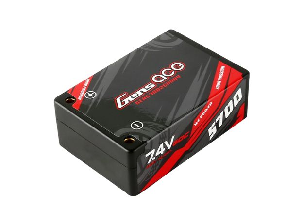Gens ace 5700mAh 2S 60C 7.4V Saddle LiPo Batarya | Sert Kasalı | 4.0mm bullet to Deans Konnektör | Car Classic