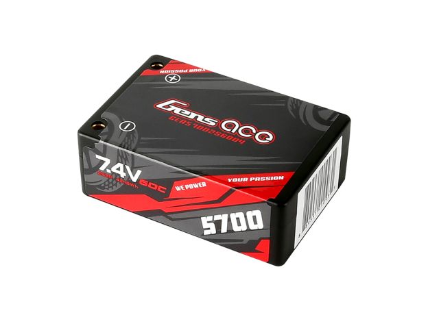 Gens ace 5700mAh 2S 60C 7.4V Saddle LiPo Batarya | Sert Kasalı | 4.0mm bullet to Deans Konnektör | Car Classic