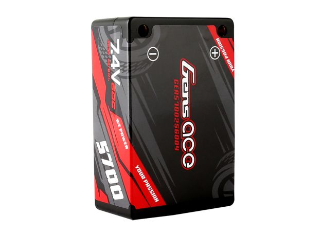 Gens ace 5700mAh 2S 60C 7.4V Saddle LiPo Batarya | Sert Kasalı | 4.0mm bullet to Deans Konnektör | Car Classic