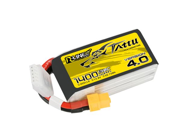 Tattu 1400mAh 4S 130C 14.8V LiPo Batarya | XT60 Konnektör | R-Line 4.0