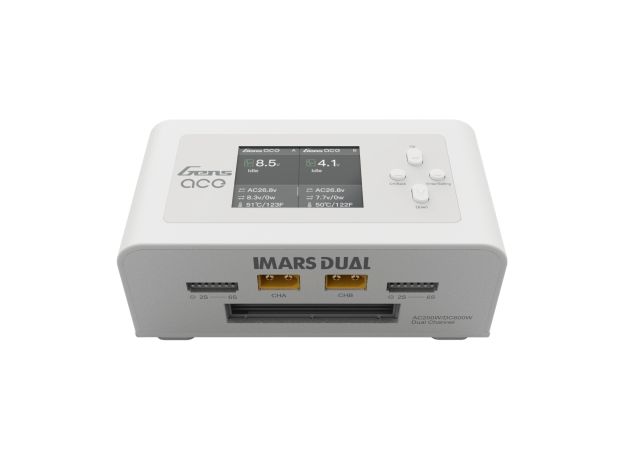 Gens ace iMars Dual Akıllı Şarj Cihazı | AC 200W / DC 300W×2 | 15A | 1-6S | 2 Kanallı | Beyaz