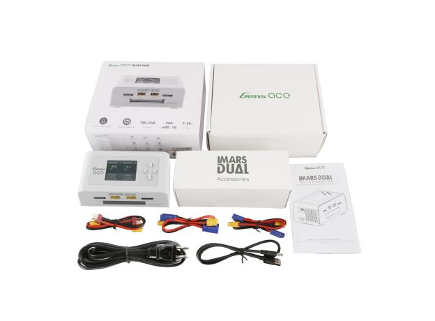 Gens ace iMars Dual Akıllı Şarj Cihazı | AC 200W / DC 300W×2 | 15A | 1-6S | 2 Kanallı | Beyaz