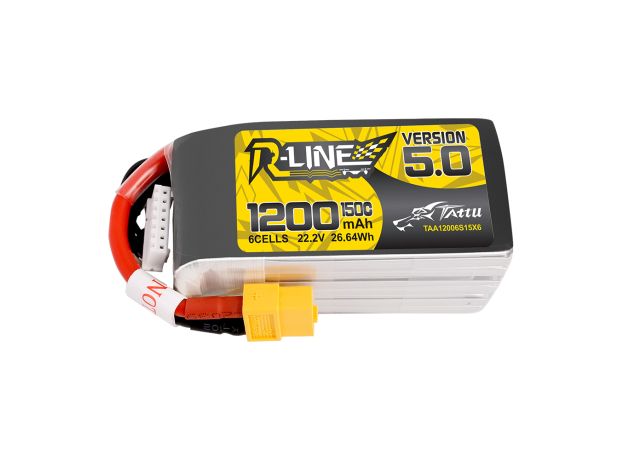 Tattu 1200mAh 6S 150C 22.2V LiPo Batarya | XT60 Konnektör | R-Line 5.0
