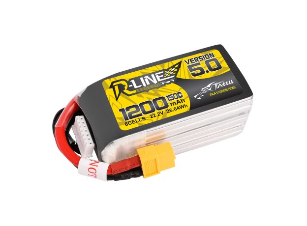 Tattu 1200mAh 6S 150C 22.2V LiPo Batarya | XT60 Konnektör | R-Line 5.0