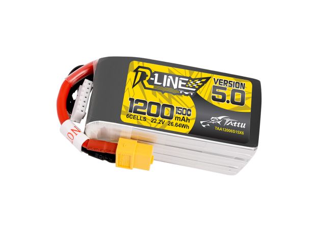 Tattu 1200mAh 6S 150C 22.2V LiPo Batarya | XT60 Konnektör | R-Line 5.0