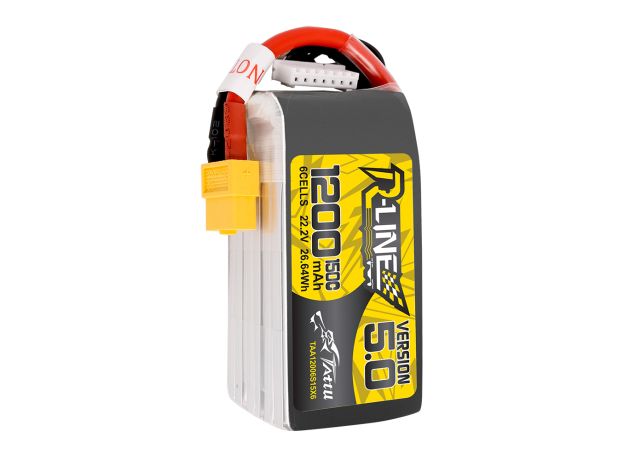 Tattu 1200mAh 6S 150C 22.2V LiPo Batarya | XT60 Konnektör | R-Line 5.0