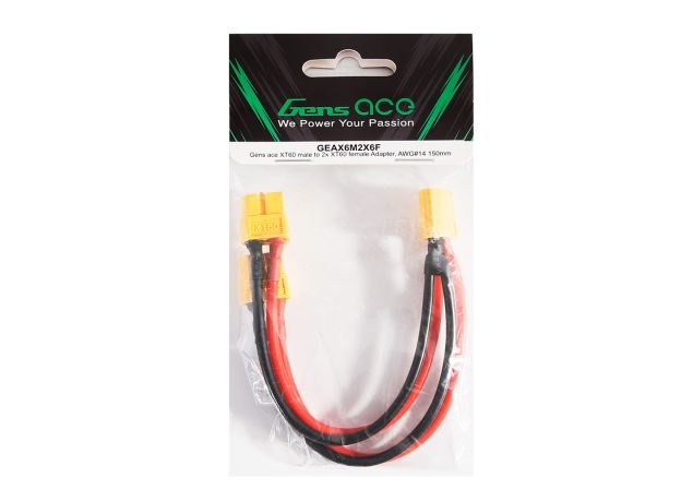 Gens ace XT60 Erkek to 2x XT60 Dişi Adaptör, AWG#14 150mm
