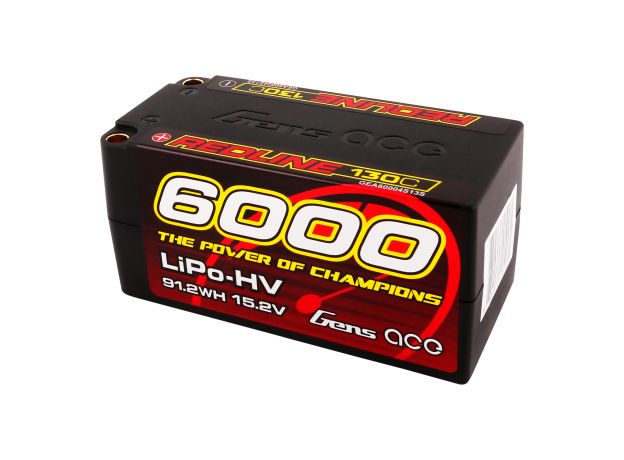 Gens ace 6000mAh 4S 130C 15.2V(HV) LiPo Batarya | 5.0mm bullet | Kırmızıline 1.0
