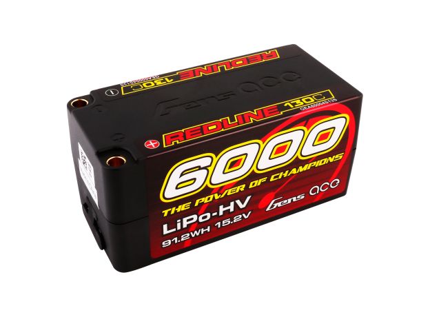 Gens ace 6000mAh 4S 130C 15.2V(HV) LiPo Batarya | 5.0mm bullet | Kırmızıline 1.0