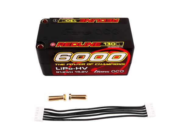 Gens ace 6000mAh 4S 130C 15.2V(HV) LiPo Batarya | 5.0mm bullet | Kırmızıline 1.0