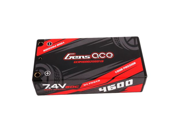 Gens ace 4600mAh 2S 60C 7.4V Shorty LiPo Batarya | Sert Kasalı | 4.0mm bullet to XT60 Konnektör | Car Classic