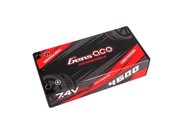 Gens ace 4600mAh 2S 60C 7.4V Shorty LiPo Batarya | Sert Kasalı | 4.0mm bullet to XT60 Konnektör | Car Classic