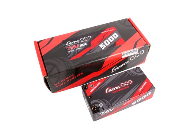 Gens ace 5000mAh 2S 60C 7.4V LiPo Batarya | Sert Kasalı | 4.0mm bullet to XT60 Konnektör | Car Classic