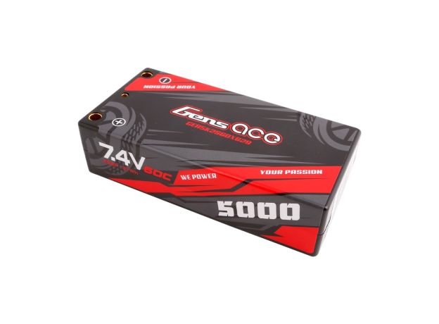 Gens ace 5000mAh 2S 60C 7.4V LiPo Batarya | Sert Kasalı | 4.0mm bullet to XT60 Konnektör | Car Classic