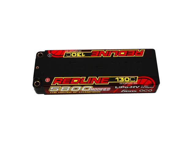 Gens ace 5800mAh 2S 130C 7.6V(HV) LiPo Batarya | 5.0mm bullet | Kırmızıline 1.0