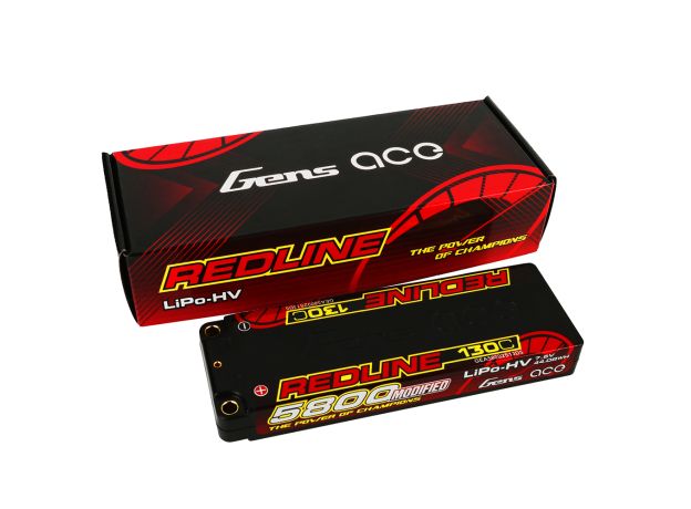 Gens ace 5800mAh 2S 130C 7.6V(HV) LiPo Batarya | 5.0mm bullet | Kırmızıline 1.0