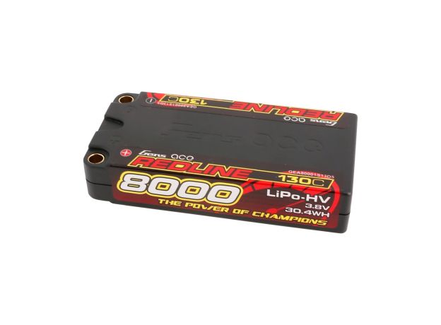 Gens ace 8000mAh 1S 130C 3.8V(HV) Shorty LiPo Batarya | 5.0mm bullet | Kırmızıline 1.0