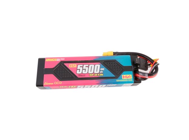 Gens ace 5500mAh 2S 100C 7.6V(HV) LiPo Batarya | Sert Kasalı | XT60 Konnektör | Advanced
