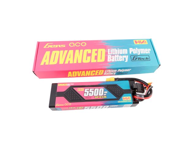 Gens ace 5500mAh 2S 100C 7.6V(HV) LiPo Batarya | Sert Kasalı | XT60 Konnektör | Advanced