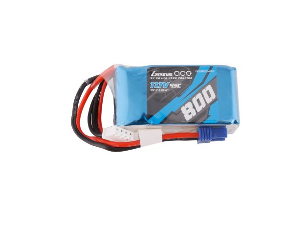 Gens ace 800mAh 3S 45C 11.1V LiPo Batarya | EC2 Konnektör | Air Classic (Non-G-Tech)