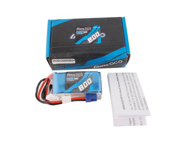 Gens ace 800mAh 3S 45C 11.1V LiPo Batarya | EC2 Konnektör | Air Classic (Non-G-Tech)