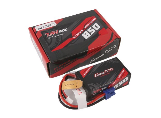 Gens ace 850mAh 2S 60C 7.4V LiPo Batarya | EC2 Konnektör | Car Classic (Non-G-Tech)
